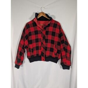 Vintage Buffalo Plaid Zip Up Jacket Women Small 7/8 USA Reversible